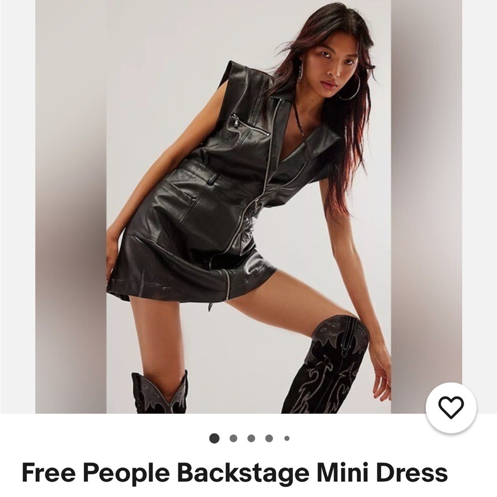 Free People Black Faux Leather Mini Dress